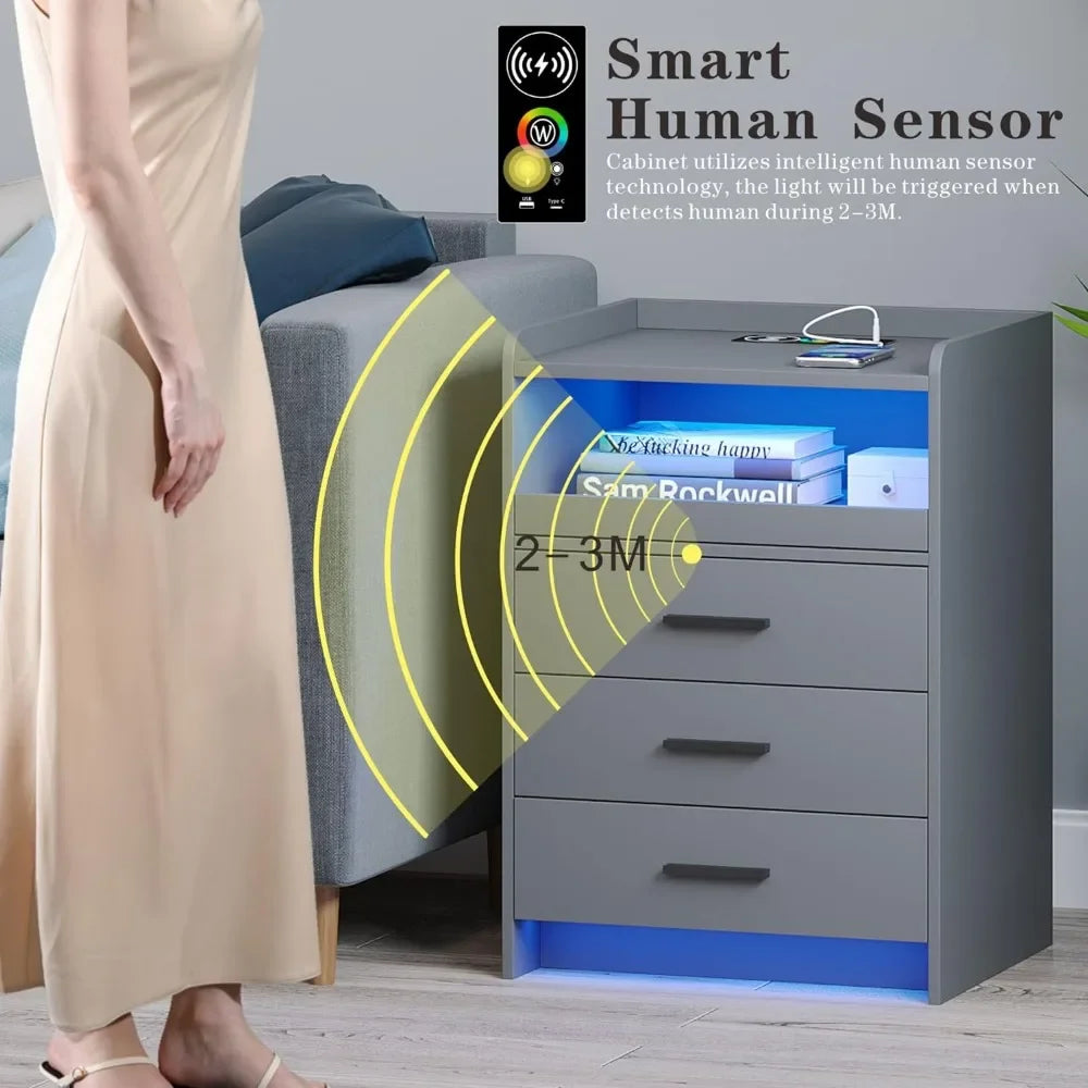 TRINITY Smart Nightstand with RGB Lights & Wireless Charging