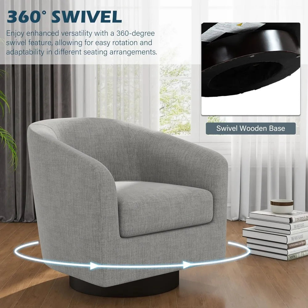 ALEX 360° Swivel Barrel Accent Chair – Modern Round Armchair, 28.79" W
