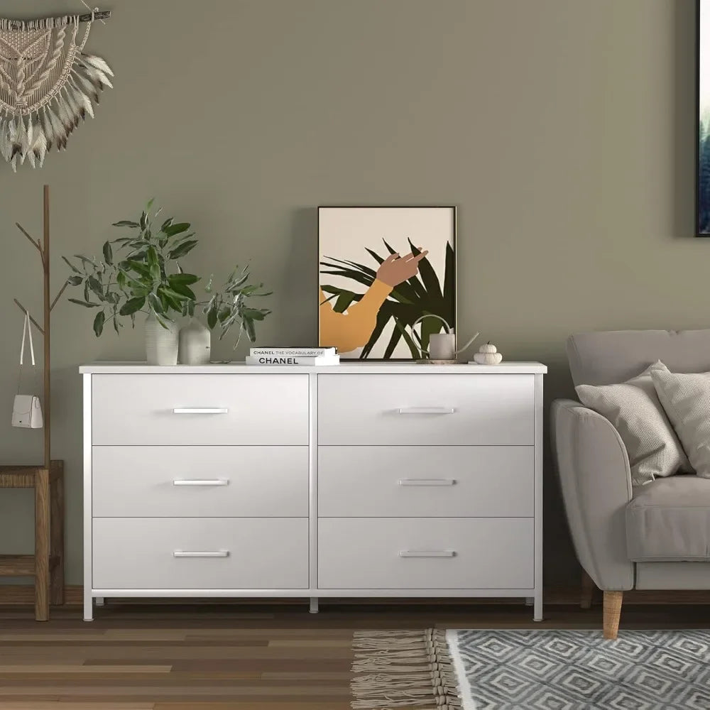 ARIEL Modern Minimalist 6-Drawer Dresser – Wide Storage Chest – 47.2''