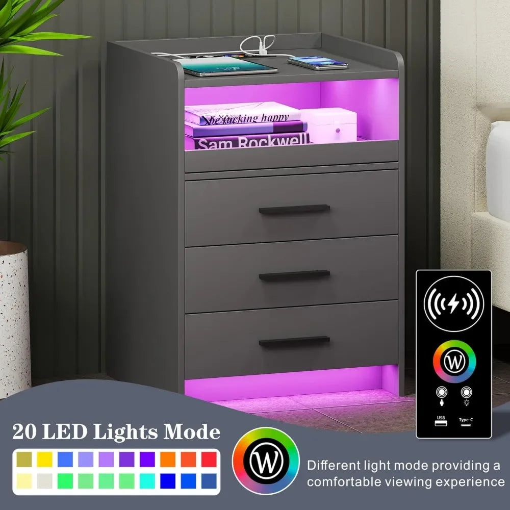TRINITY Smart Nightstand with RGB Lights & Wireless Charging