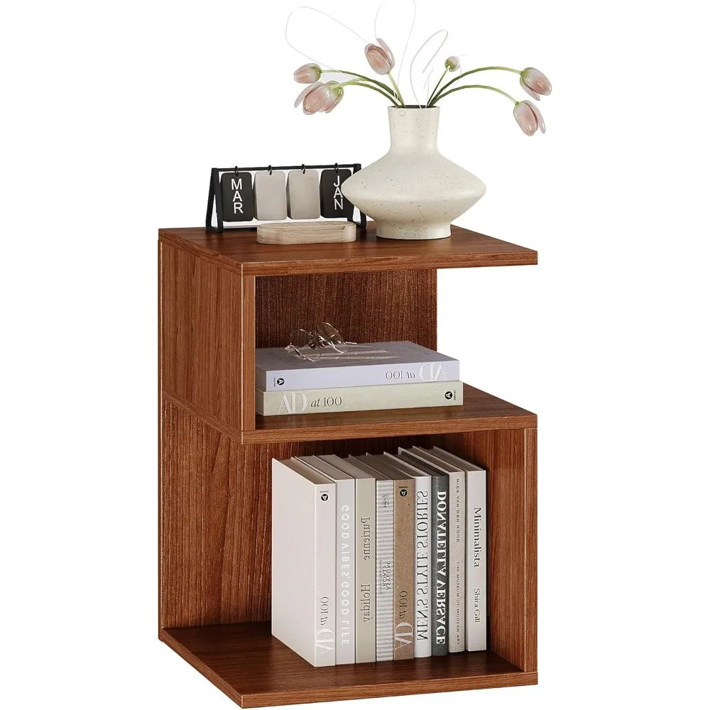 LAURA Tokyo S Minimalist 3-Tier End Table - Japanese-Inspired Bedside Nightstand - 15.7''