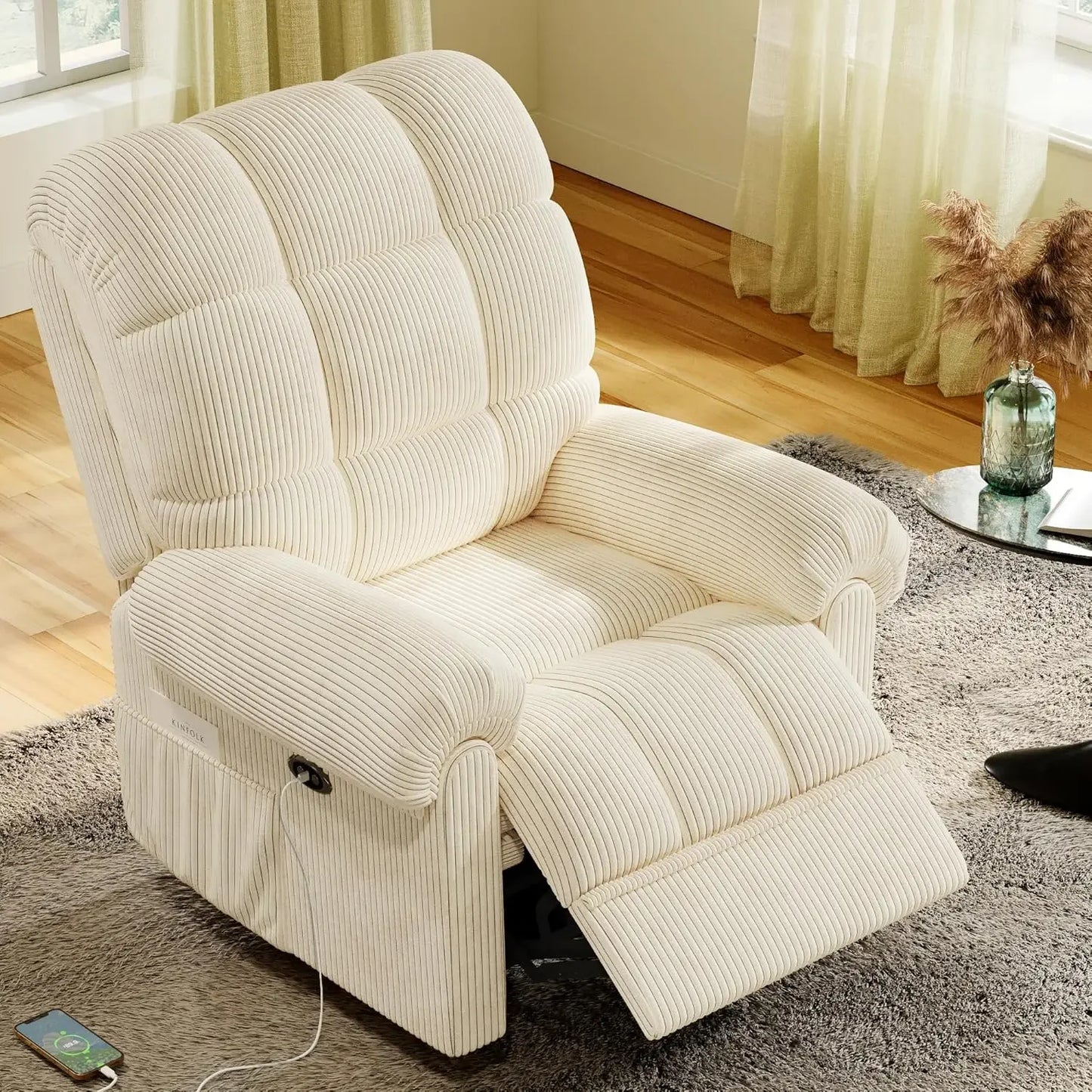 LYDIA Power Recliner Chair - Adjustable Electric Sofa with USB Port - 20.47" W