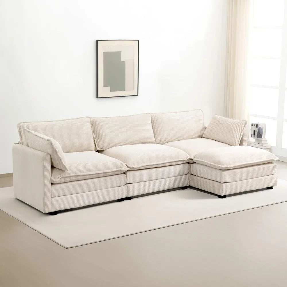ALANA Velarno Corduroy Oversized Modular L-Shaped Sectional Sofa – Modern Style – 112.2"W