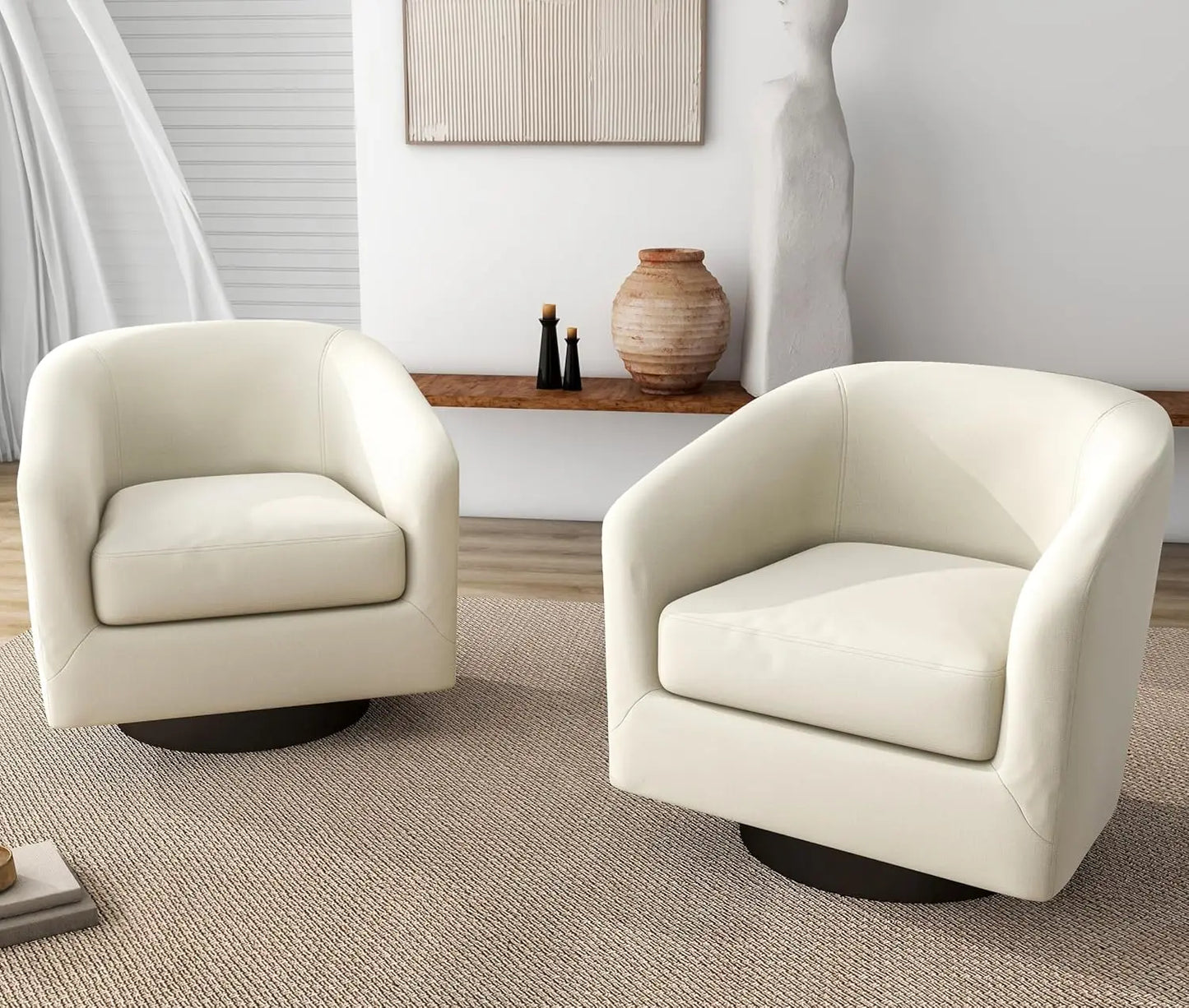 VINCENT Swivel Barrel Accent Chairs Set of 2 – Modern Armchair - 28.79" W