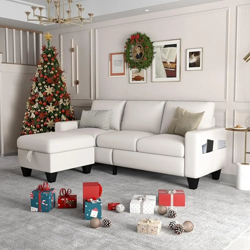 MADELINE Modern Minimalist L-Shaped Convertible Sofa Set - 78"W