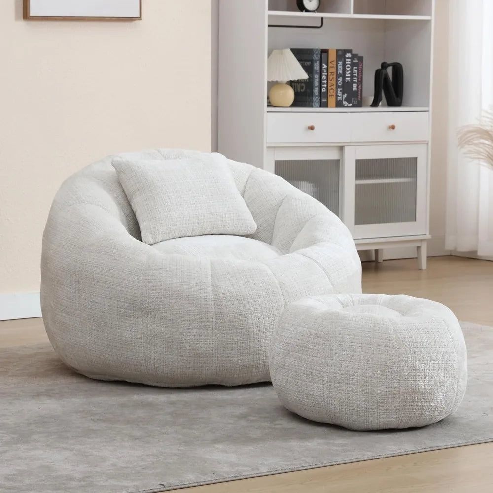 LANA Rolvyn Swivel Chenille Bean Bag Chair with Footrest
