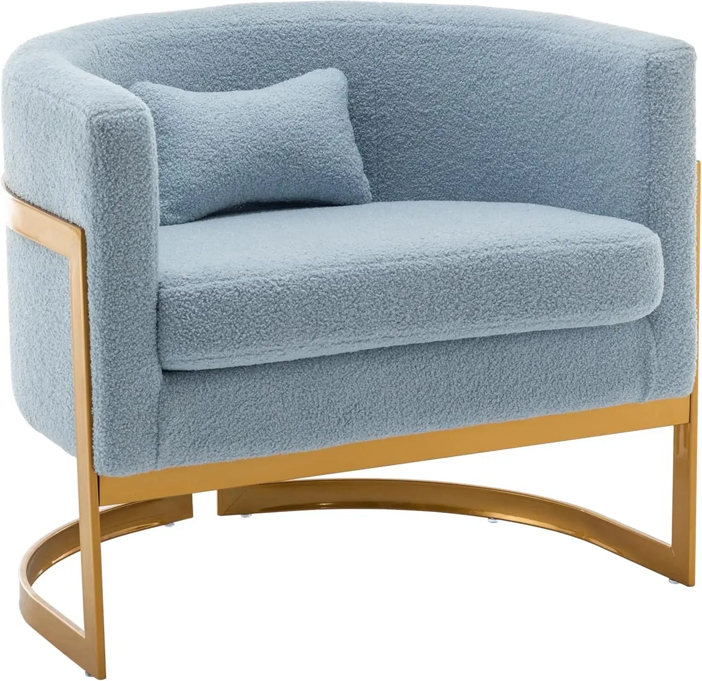 MICAH Brown Faux Leather Barrel Accent Chair – Modern Upholstered Armchair - 31" W