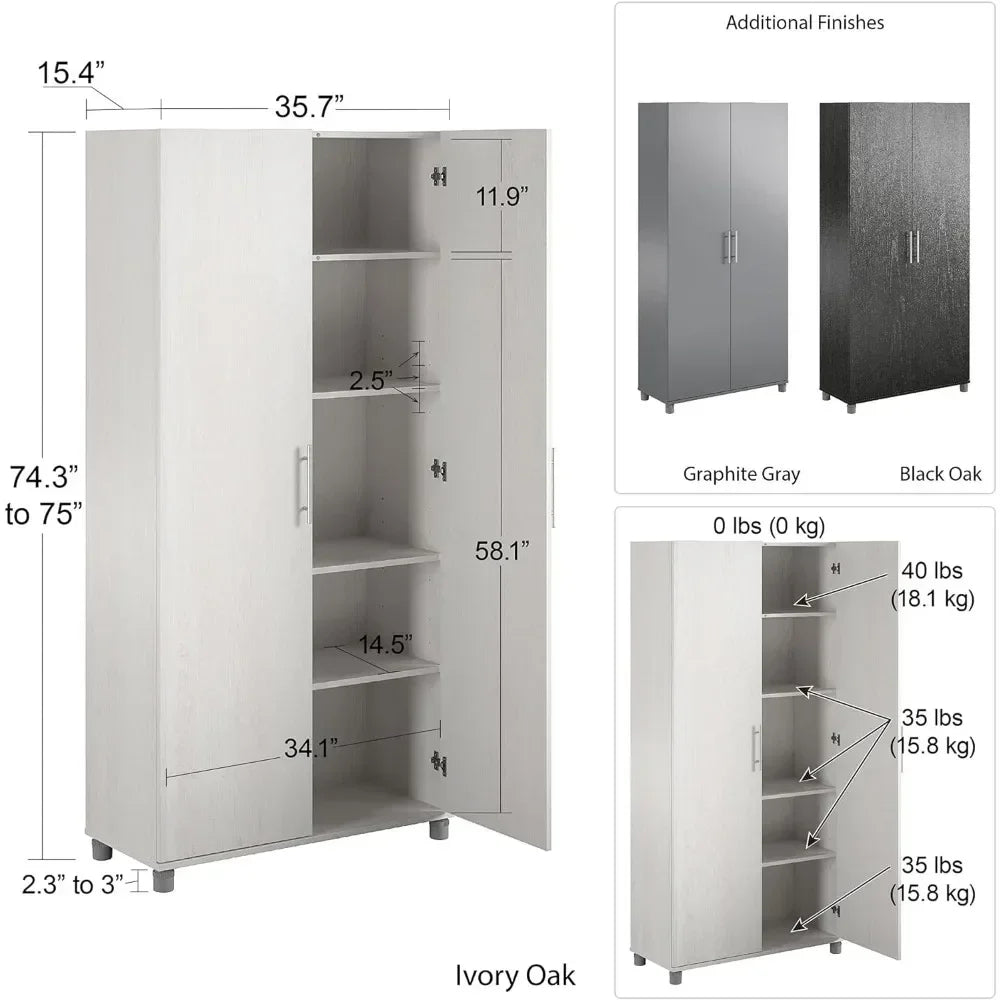 ALAYA Camberly Modern Utility Storage Wardrobe Cabinet - 35.68"W