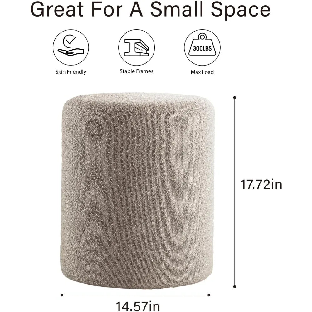VIOLET Modern Round Ottoman with Soft Padded Seat-14.57" W