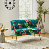 RUBY USA Loveseat Sofa – Modern Floral 2-Seat Armless Couch - 46.7" W