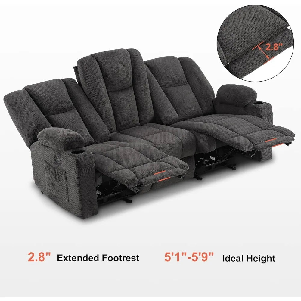 EASTON Power Reclining Sofa with Heat & Vibration, 3-Seat Dual Recliner Sofa - 81.1" W