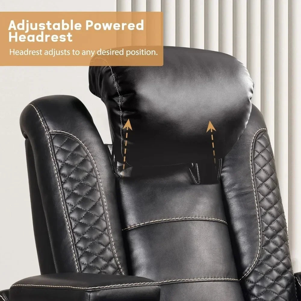 JOCELYN PU Reclining Sofa with Powered Headrest – 40" W