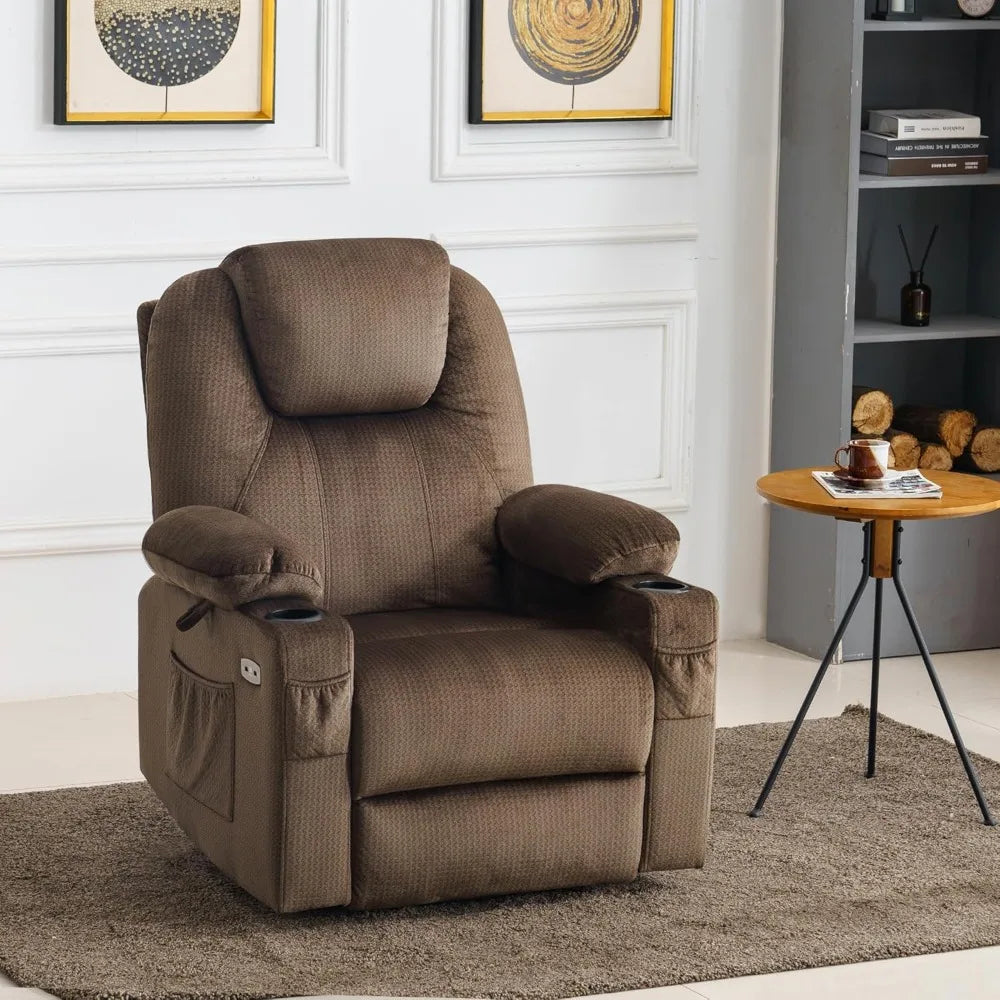 CARSON Large Power Lift Recliner Chair with Massage & Heat - Mocha - 35.4" W