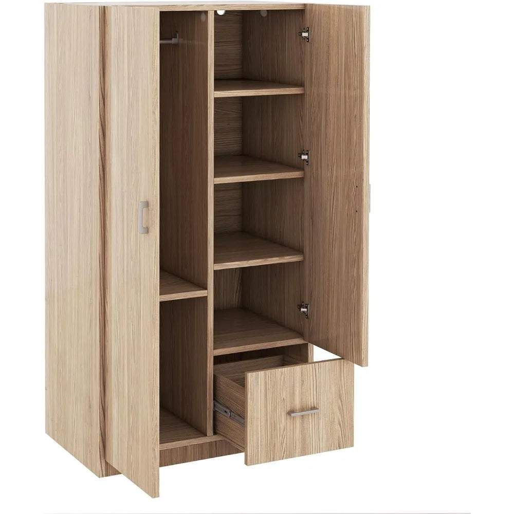 ALISON TimberHue Classic Wooden Wardrobe – 2-Door Freestanding Closet Cabinet