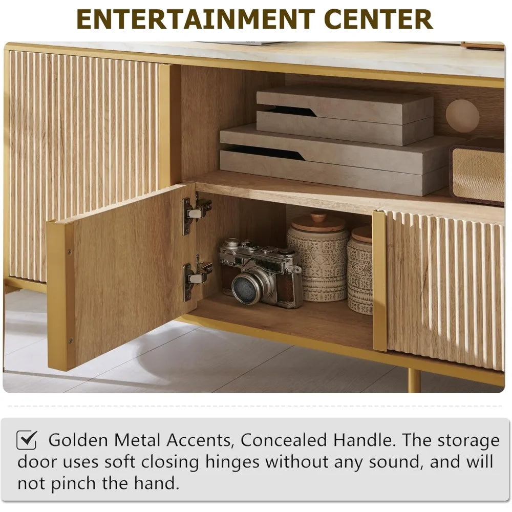 ROBERT Fluted Sideboard TV Stand with Storage 70" W