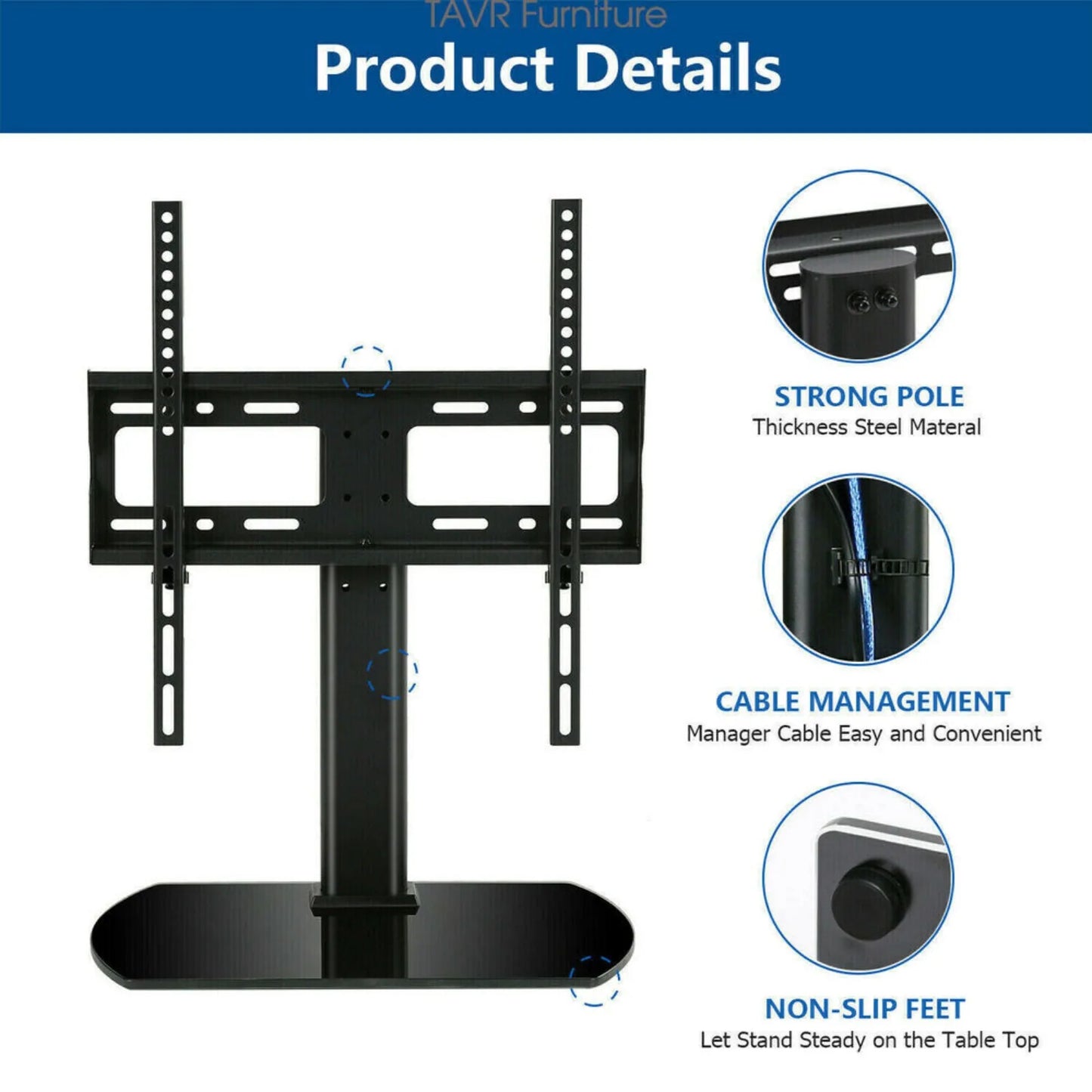 Universal Swivel TV Stand Modern Tabletop TV Stand for 37 to 60 inch TVs, Black United States
