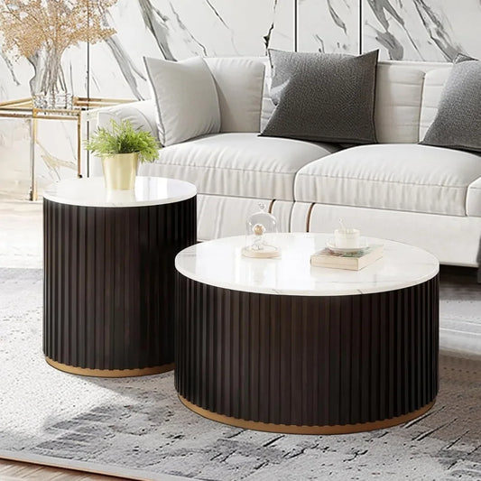 JUSTIN Aurea Luxe Round Coffee Table Set – 31.5"W