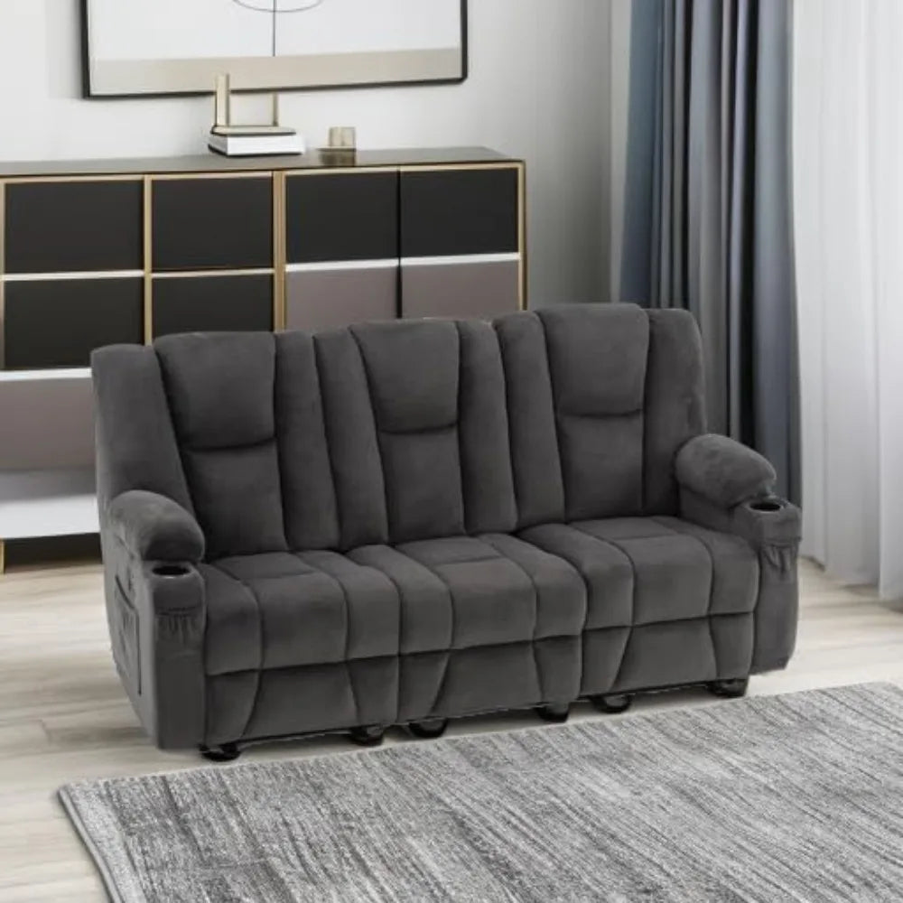 EASTON Power Reclining Sofa with Heat & Vibration, 3-Seat Dual Recliner Sofa - 81.1" W