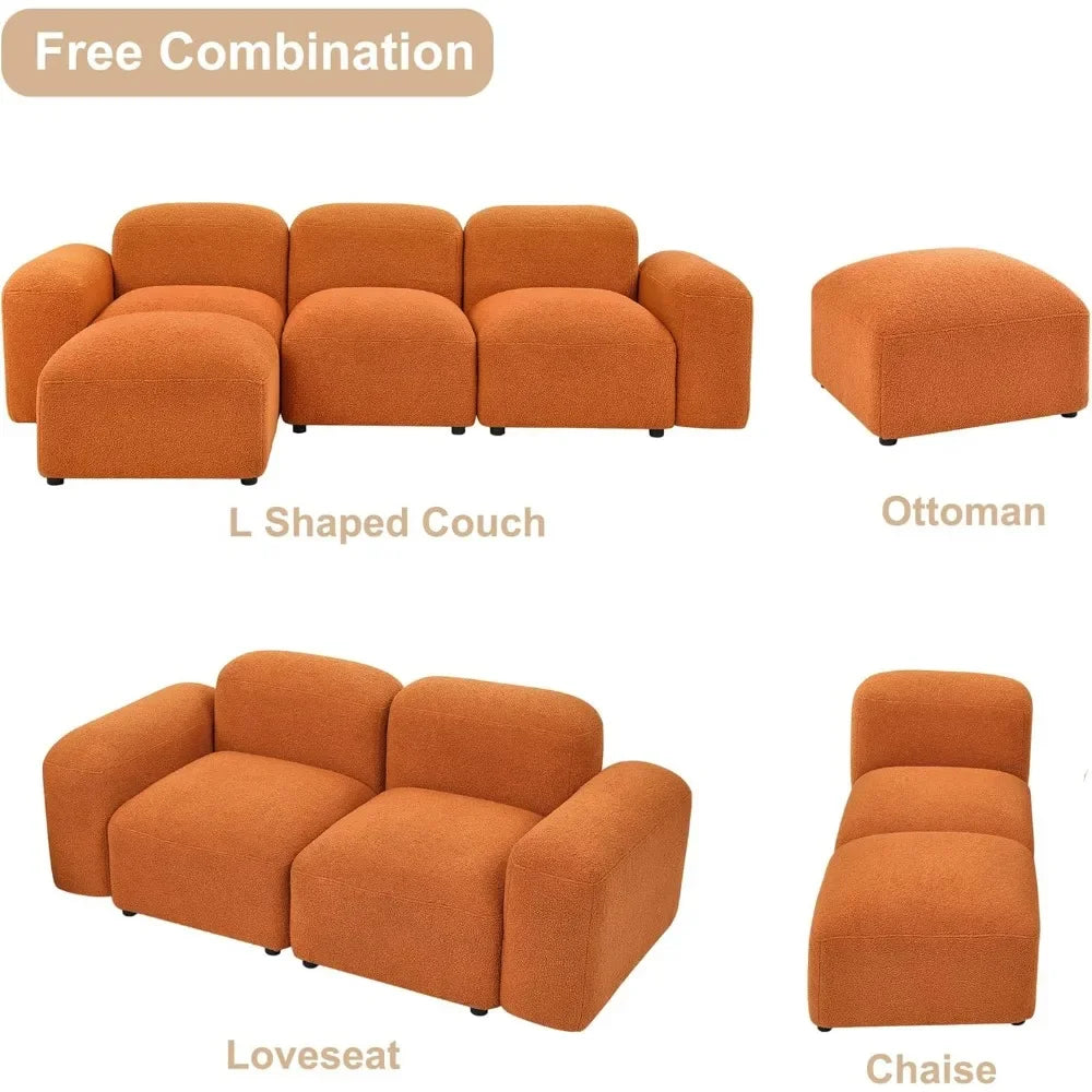 PEYTON Morocco Style Modular L-Shaped Minimalist Sectional Sofa – Convertible Couch | 94.5"W