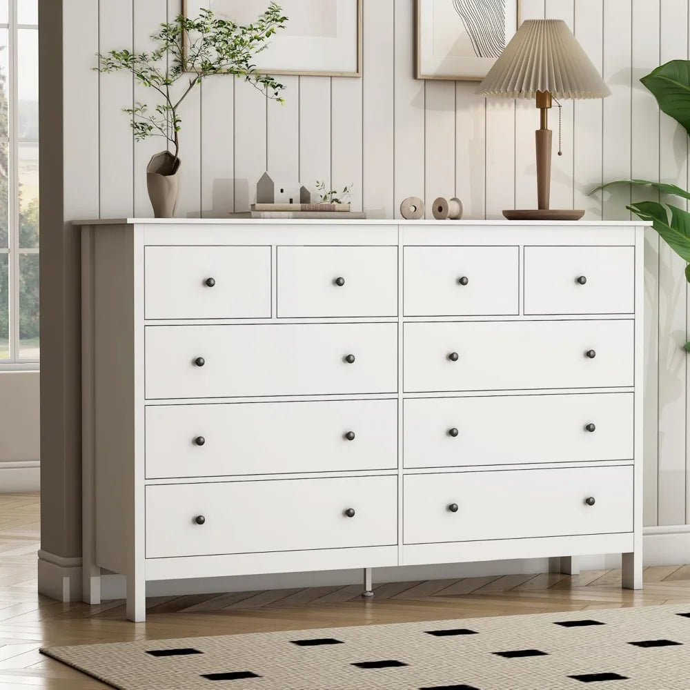 GABRIELA Modern 10-Drawer Wide Dresser – Elegant Storage Chest – 55"