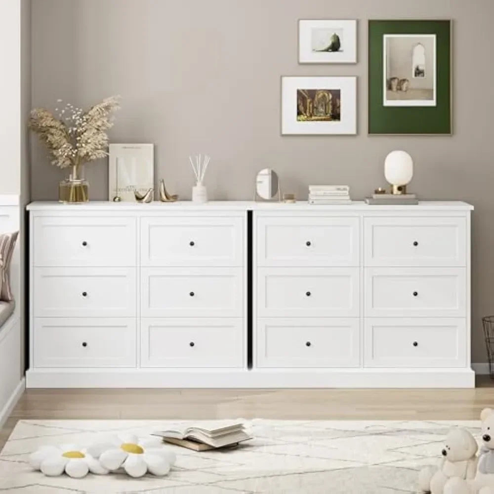 MARLEY Modern White 6 Drawer Dresser - Stylish Bedroom Storage 42.5''