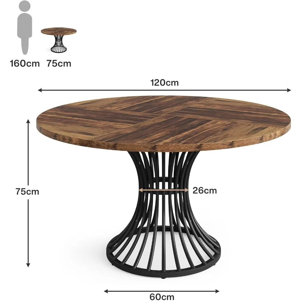 OLIVER Round Farmhouse Dining Table Vintal Industrial Style 47 - W