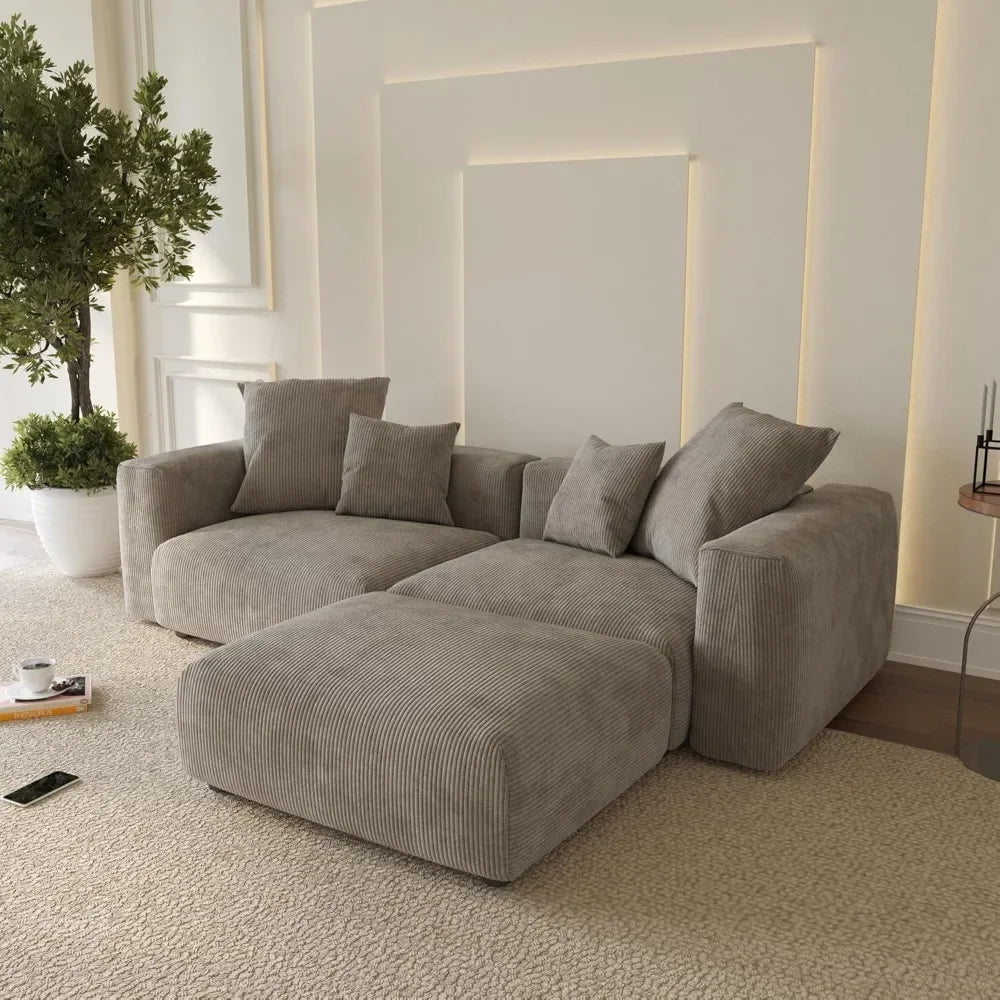 MELISSA CloudLuxe Modern Oversized Modular Sectional Sofa | L-Shaped 118.1″ W Couch with 4 Pillows