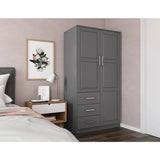 ALEXANDRIA Metro Raised Panel Solid Wood Wardrobe Armoire Closet - 37.75"W Modern Style