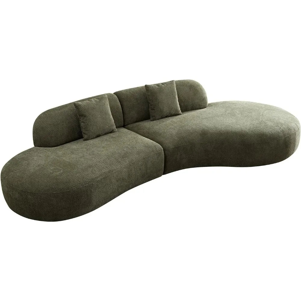 JOCELYN Curved Modular Sectional Sofa - Modern Boucle Fabric, 6-Seater - 135.4"W