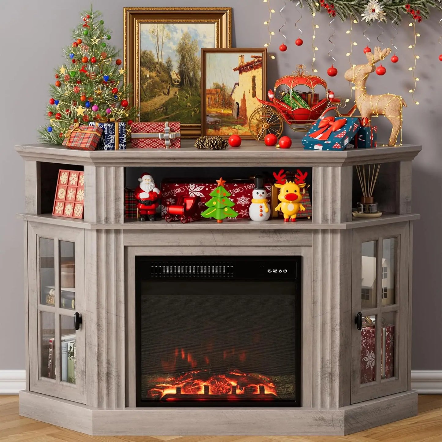 JAXON Modern Corner TV Console with Entertainment Center-47.2" W
