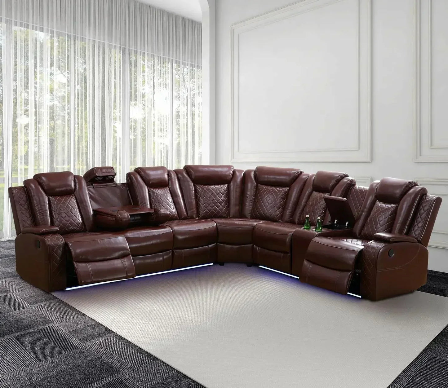 SKYLAR Power Recliner Sofa Sectional with LED Light – 76.5" W