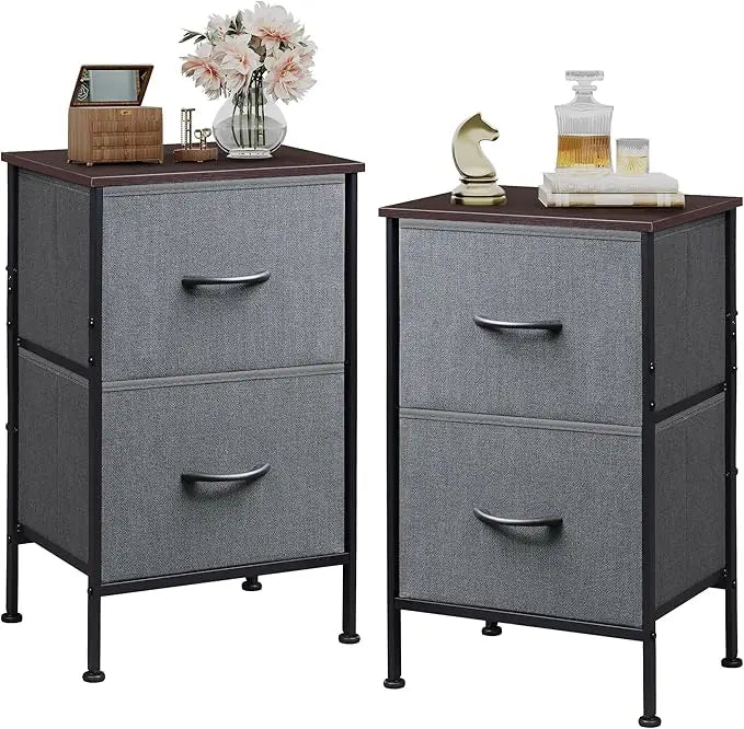 AURELIA Modern Minimalist 2-Drawer Fabric Nightstand - 15.7'' Wide