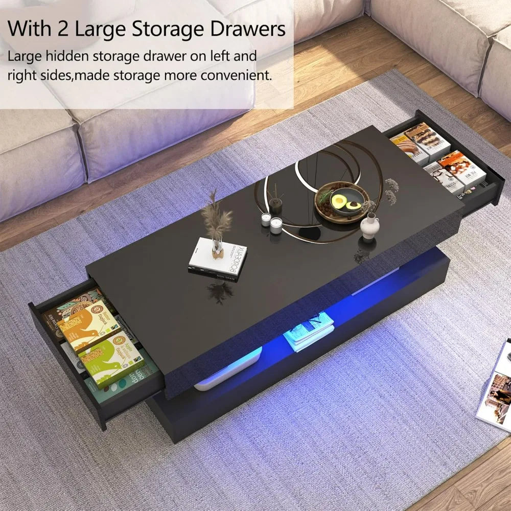 NAOMI Nevalux LED High Gloss Coffee Table – 47.25" W
