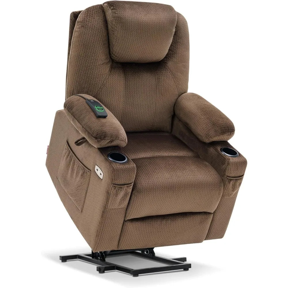 CARSON Large Power Lift Recliner Chair with Massage & Heat - Mocha - 35.4" W