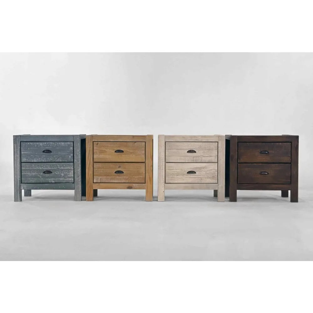 ITZEL Montauk Rustic 2-Drawer Solid Wood Nightstand - 24'' W