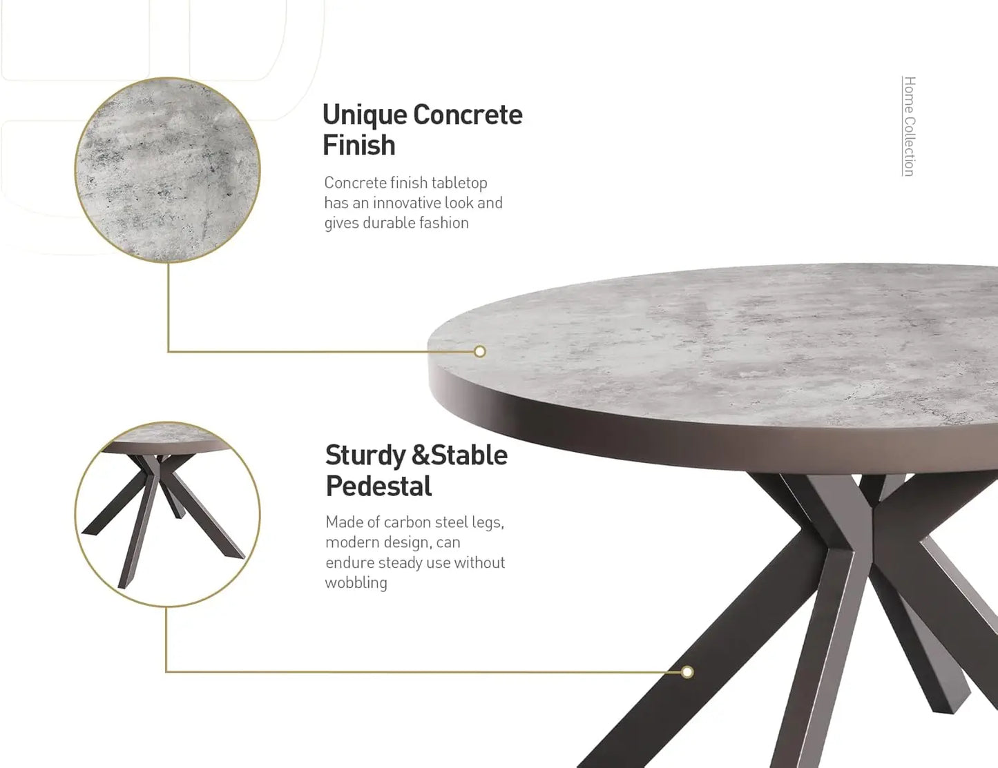 MARGARET Metro Modern Round Dining with Circle Kitchen Table - 47.2"W