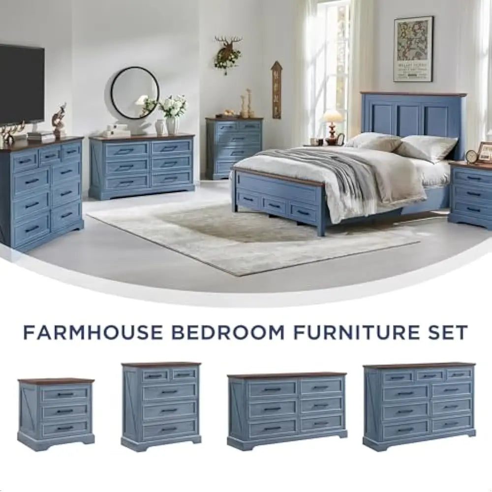 SHILOH Wide Wood Dresser with Large Drawers & Bar Handles – Modern Storage Chest