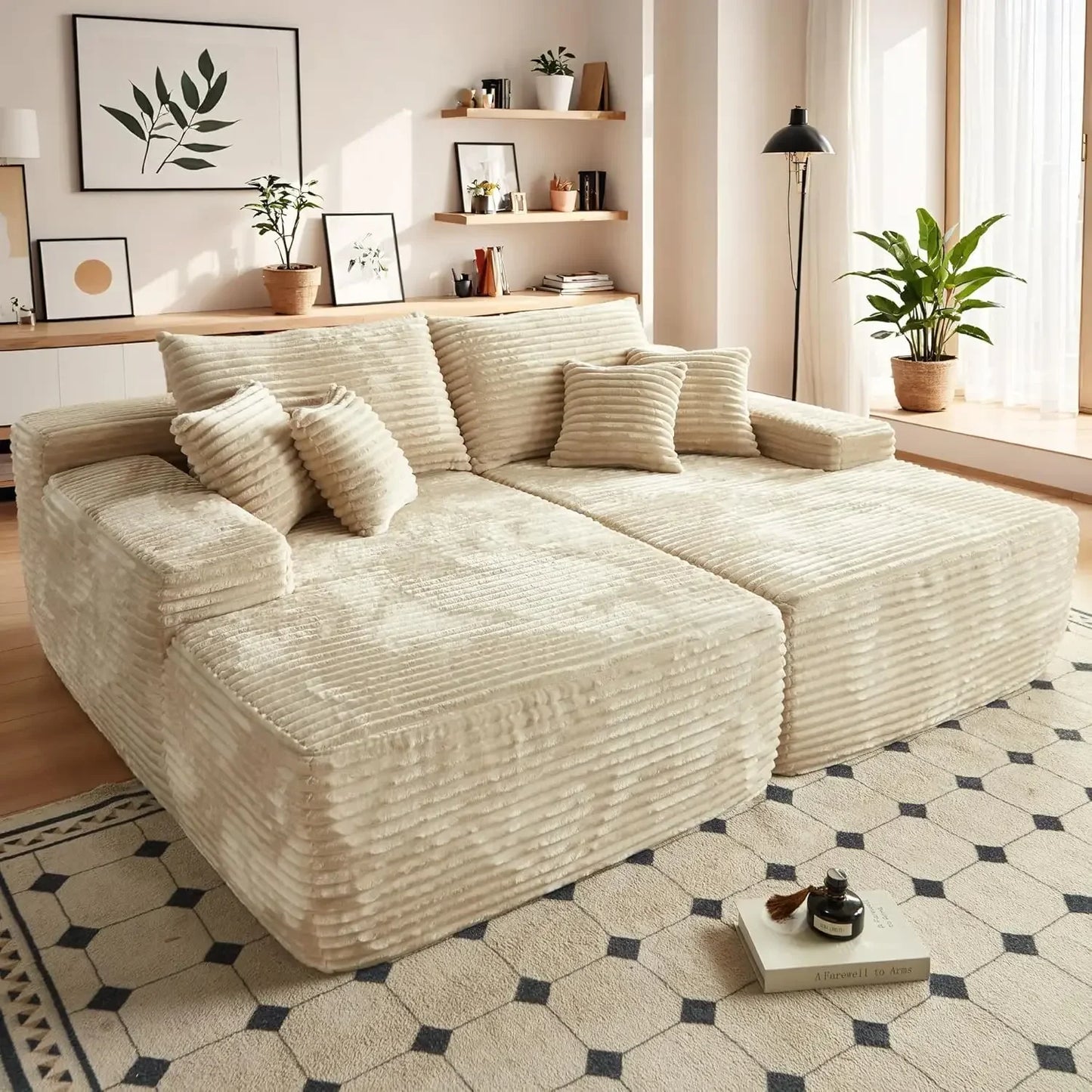 RYLAN Modern Cloud Corduroy Sofa Bed – Deep Seat Plush Sectional Couch | 80"W