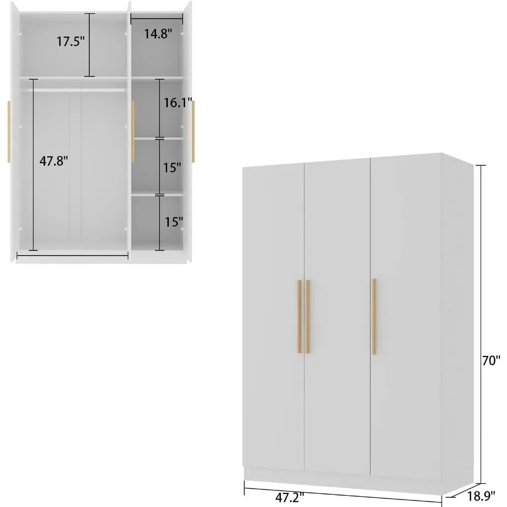 ASTRID Freestanding Wooden Closet Organizer with Shelves & 2 Hanging Rods