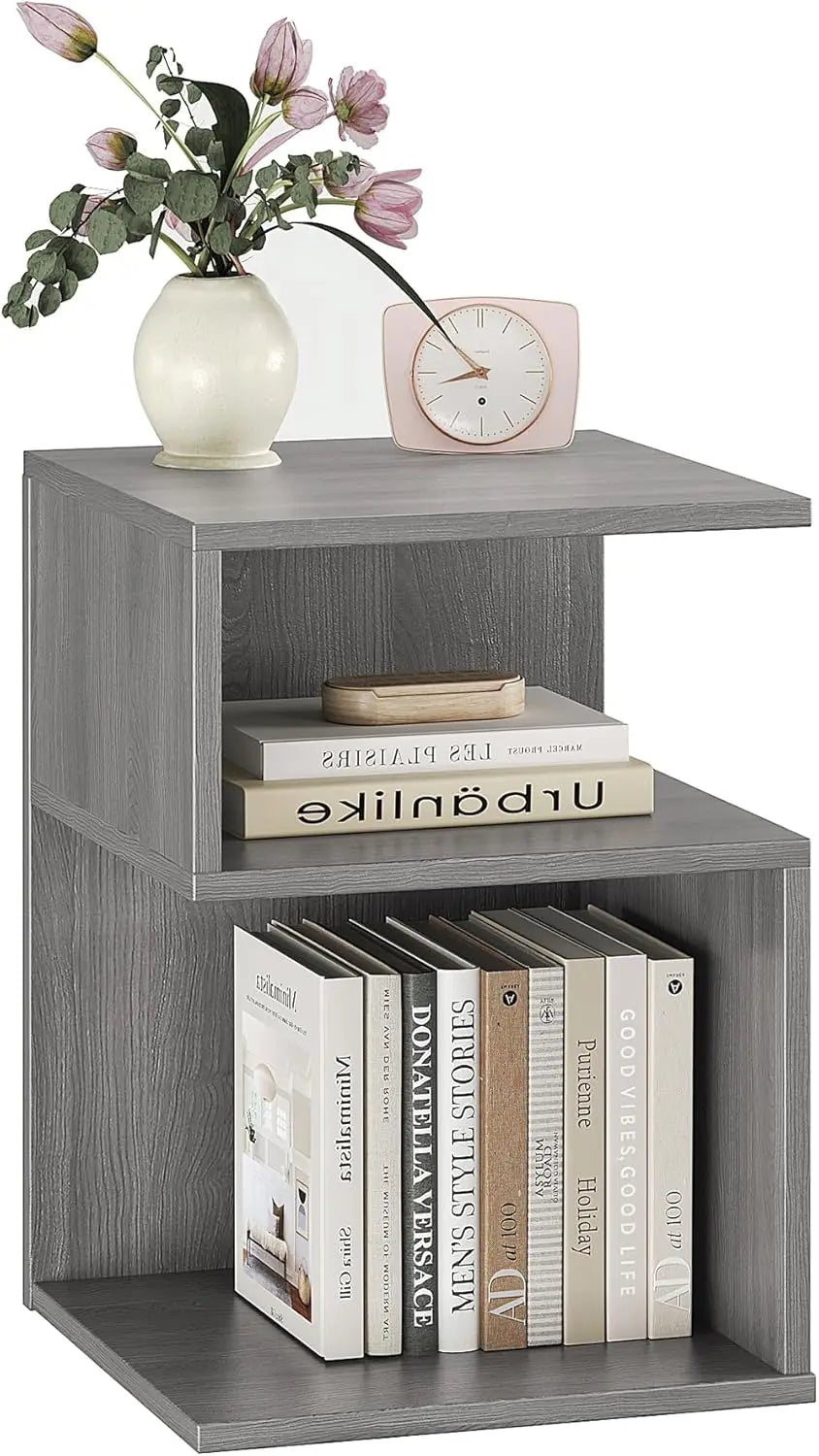 LAURA Tokyo S Minimalist 3-Tier End Table - Japanese-Inspired Bedside Nightstand - 15.7''