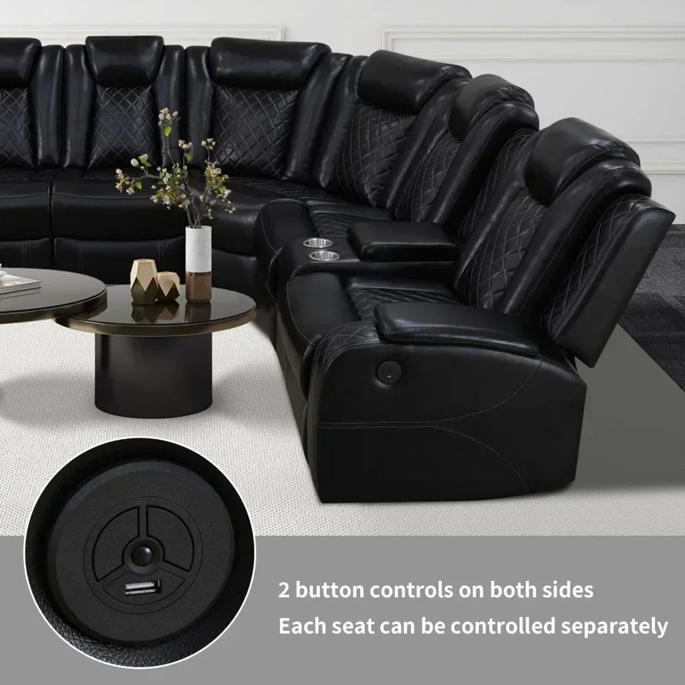 SKYLAR Power Recliner Sofa Sectional with LED Light – 76.5" W