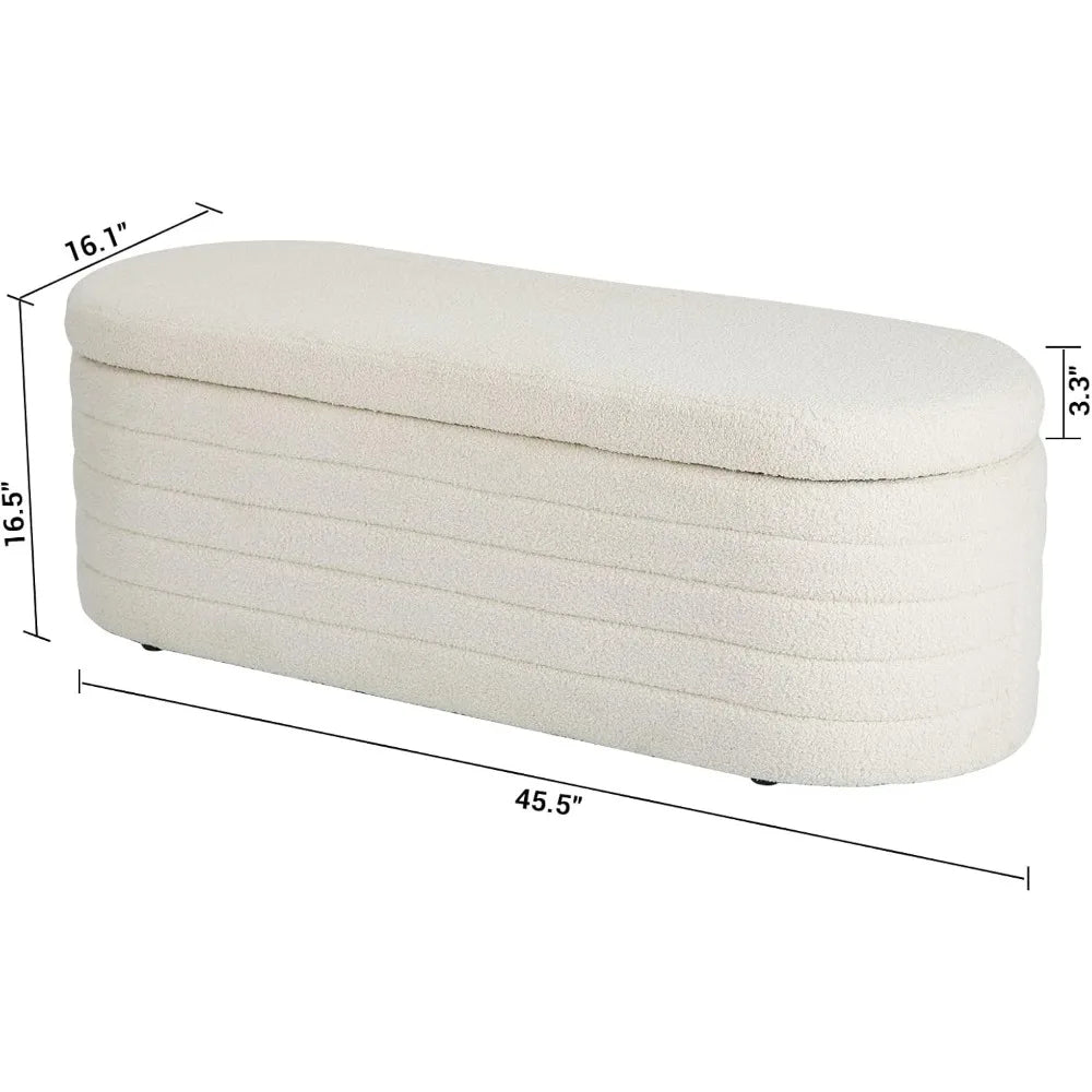 ARIA Modern Sherpa Upholstered Storage Ottoman Bench-45.5"W