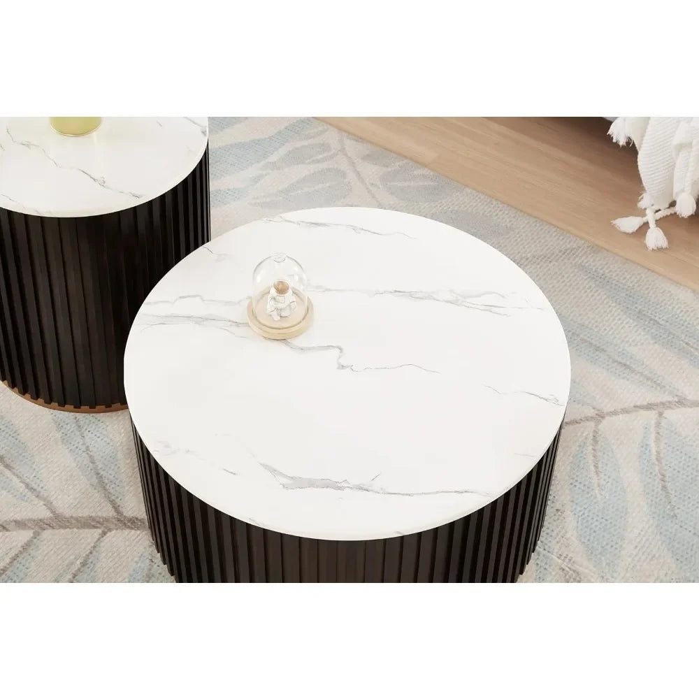 JUSTIN Aurea Luxe Round Coffee Table Set – 31.5"W