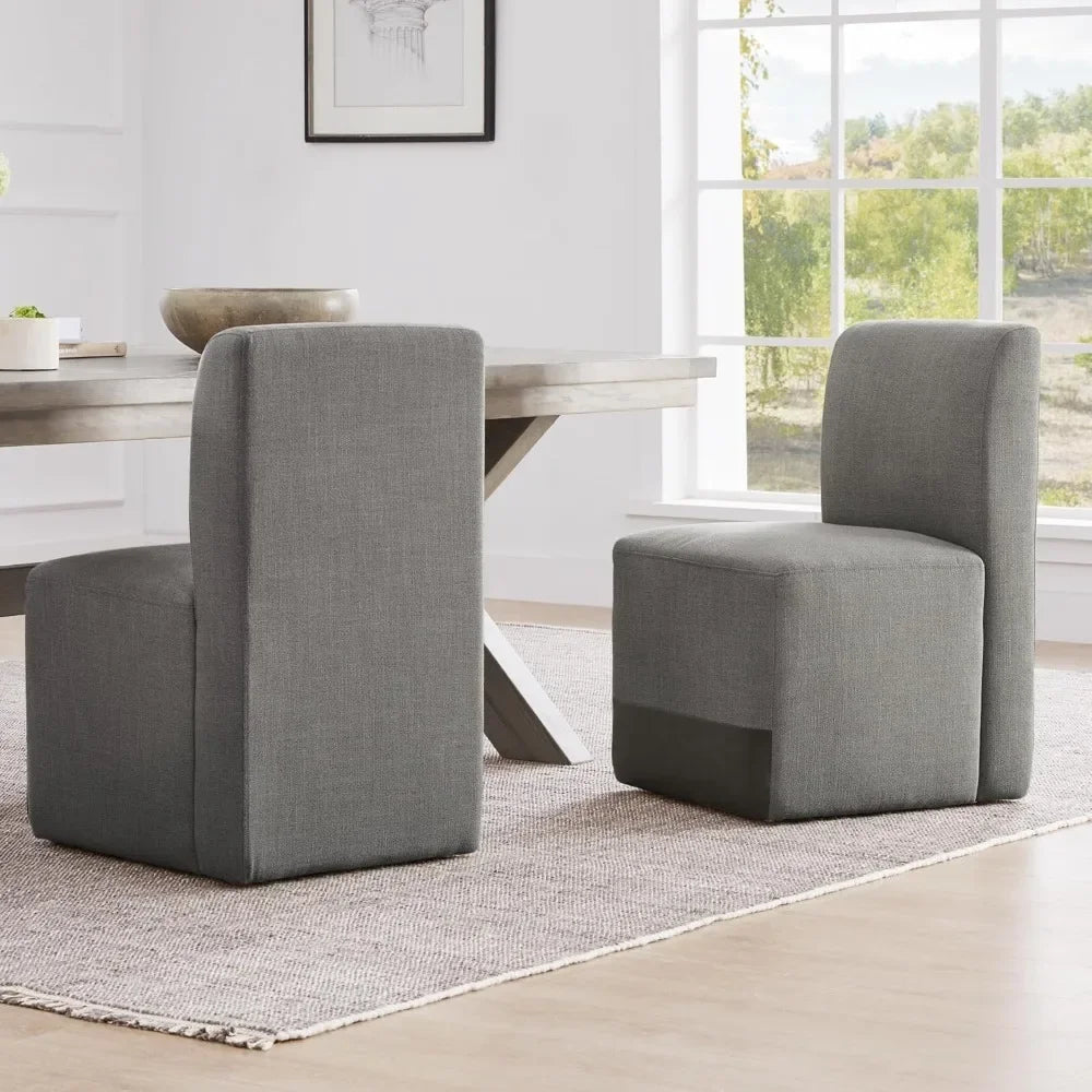 ABEL Elvara Modern Upholstered Rolling Dining Chair Set – Armless Style – 20.1"W