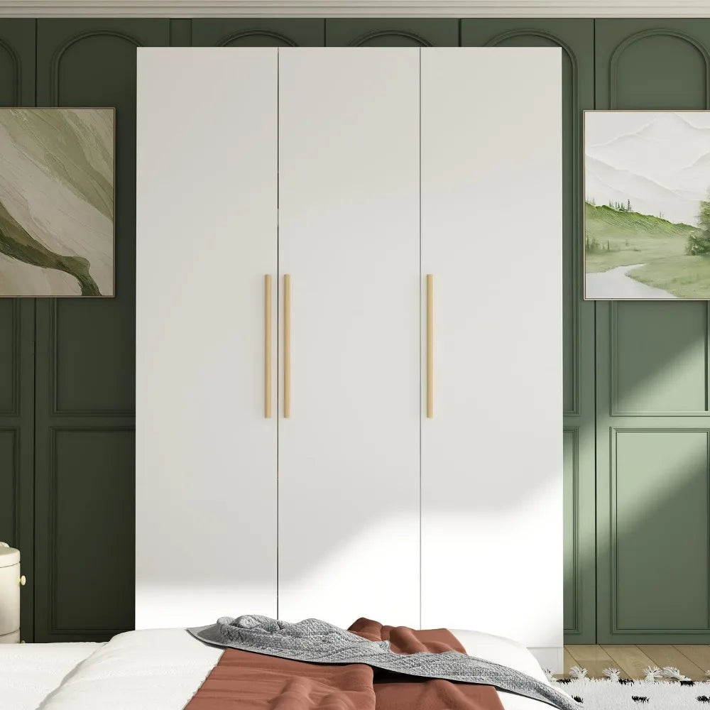 ASTRID Freestanding Wooden Closet Organizer with Shelves & 2 Hanging Rods