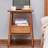 HATTIE Minimalist Bamboo Nightstand – Wooden Bedside Table with Drawer – 13.77” Wide