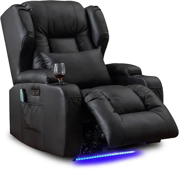 ANNABELLE Power Recliner Chair with Heat & Massage - Velvet Recliner Sofa for Living Room - 31.5" W