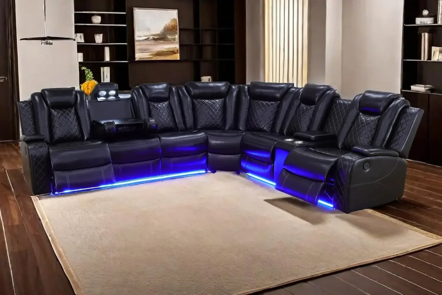 GIANNA Power Recliner Sectional Sofa Set with LED Lights & Storage-37" W