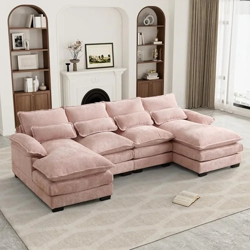 TRISTAN Modern Cloud Style Chenille U-Shaped Sectional Sofa - 110.63"W