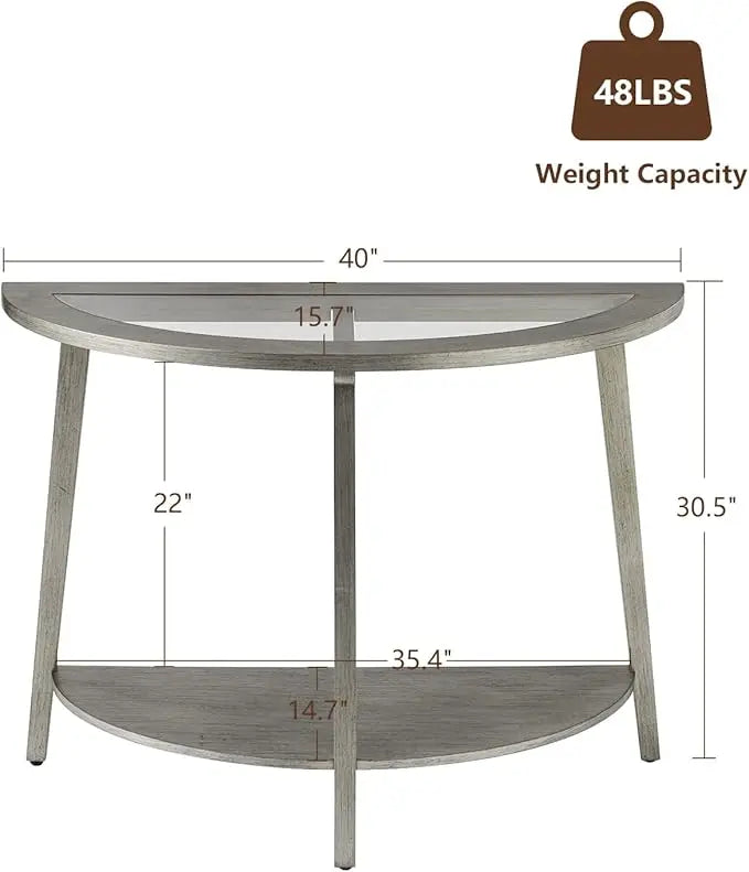 XAVIER Minimalist Modern Round Coffee Table – Champagne Finish Glass Top | 32'' W